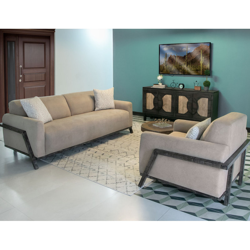 Structure et base en bois Fika, causeuse, Beige