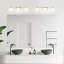 Brushed Nickel Indoor Bathroom Vanity Lights With Etched White Glass Square Rectangle Shades-519845909-509480157