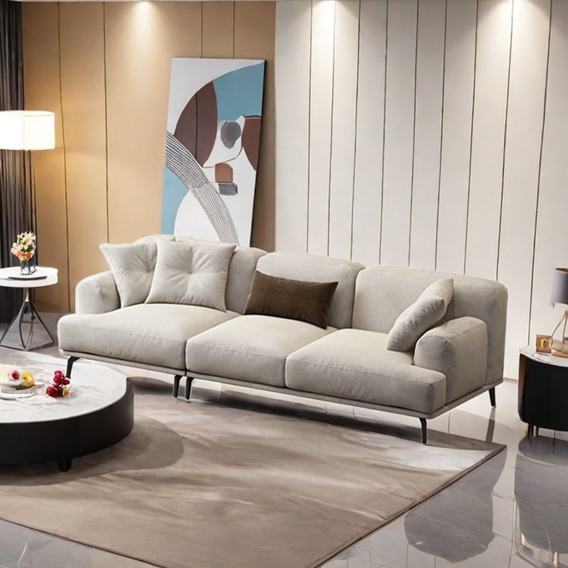 Simple modern cotton and linen sofa, 30.7" H x 106.29" W x 42.51" D, 4