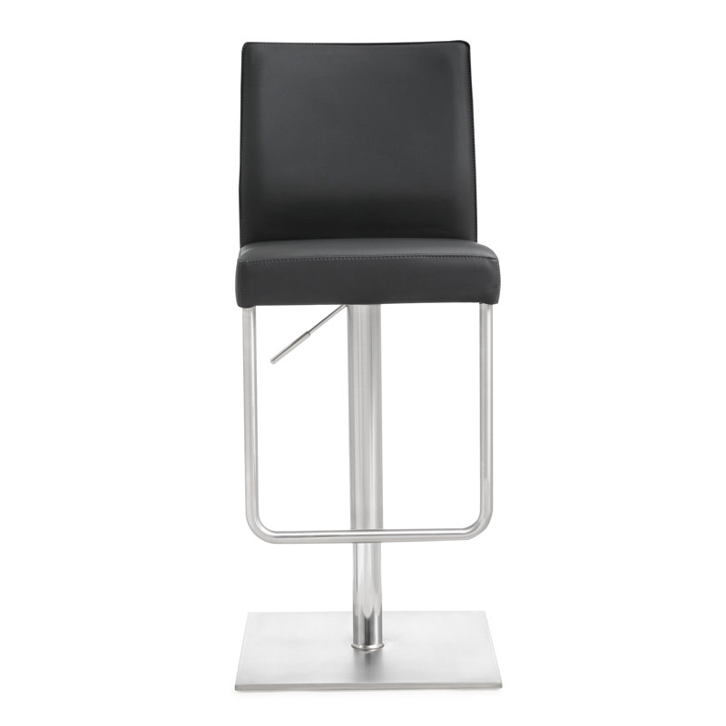 Swivel Upholstered Adjustable Height Counter Stool, Black