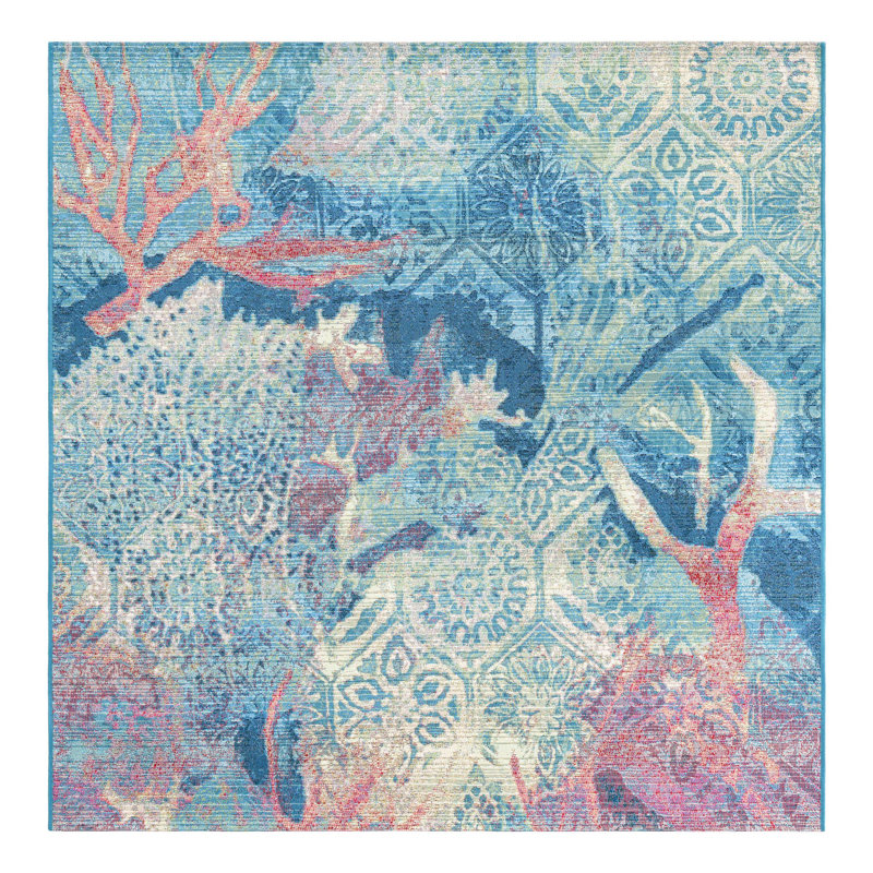 Tapis d'extérieur moderne Multi_Unique Loom, Carré 7 pi 10 po