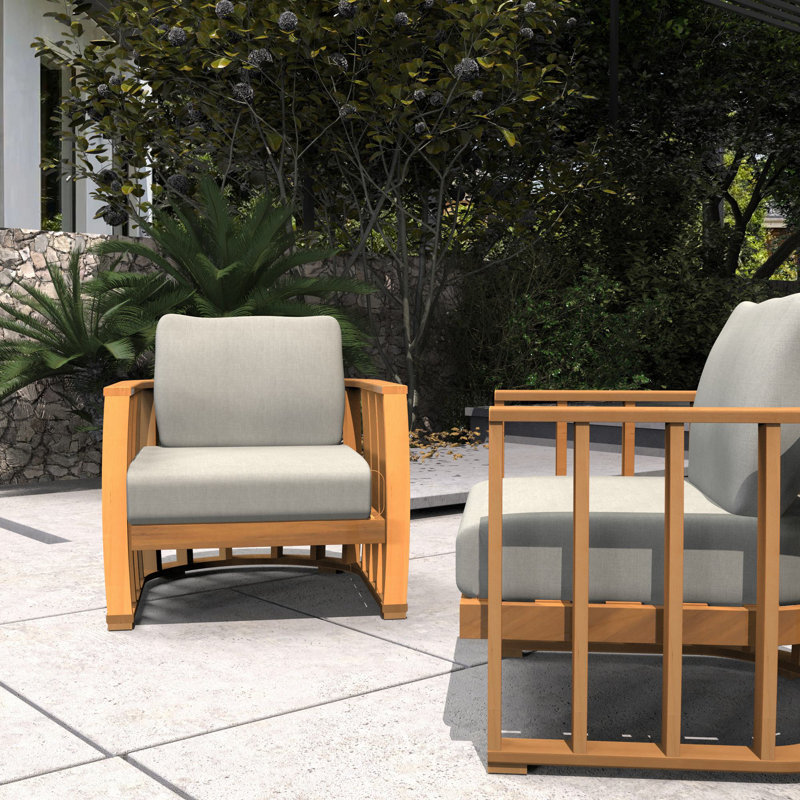 Baryn Acacia Patio Chair With Cushions