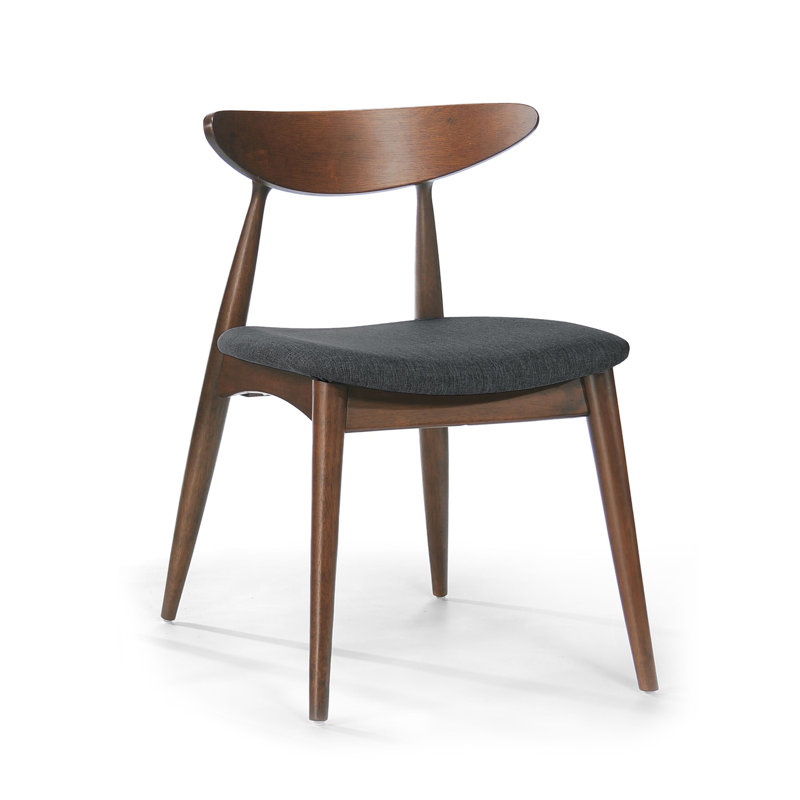 Drumnadrough 17.25'' H Upholstered Side Chair, Charcoal, Walnut