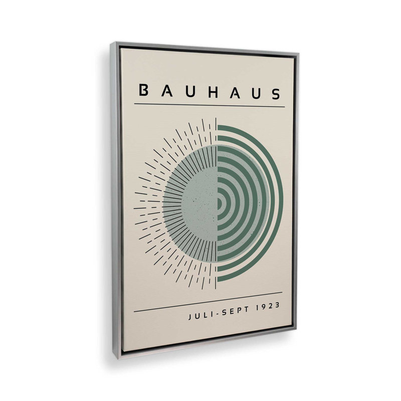 Toile tendue Bauhaus Echoing Rays, Cadre flottant en chrome poli, H 30,75 po x l 20,75 po x P 1,75 po
