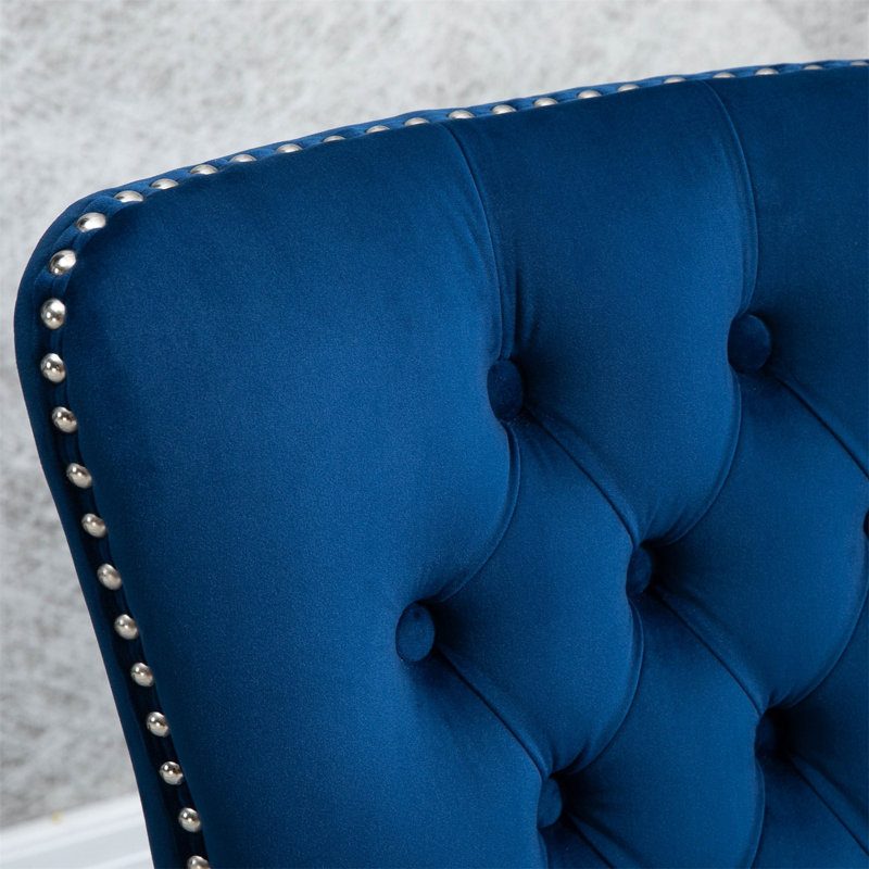 Chaise de salle à manger rembourrée Lamis, Bleu