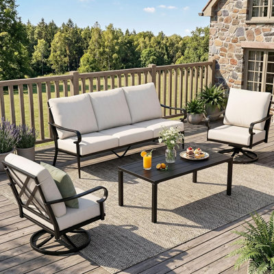 Modern Thaddeus With 3-Seater Sofa And 2 Swivel Chairs