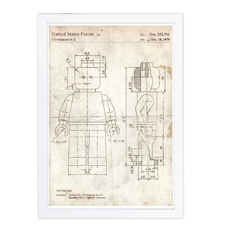 « lego toy, figurine 1979 parchemin », impression encadrée