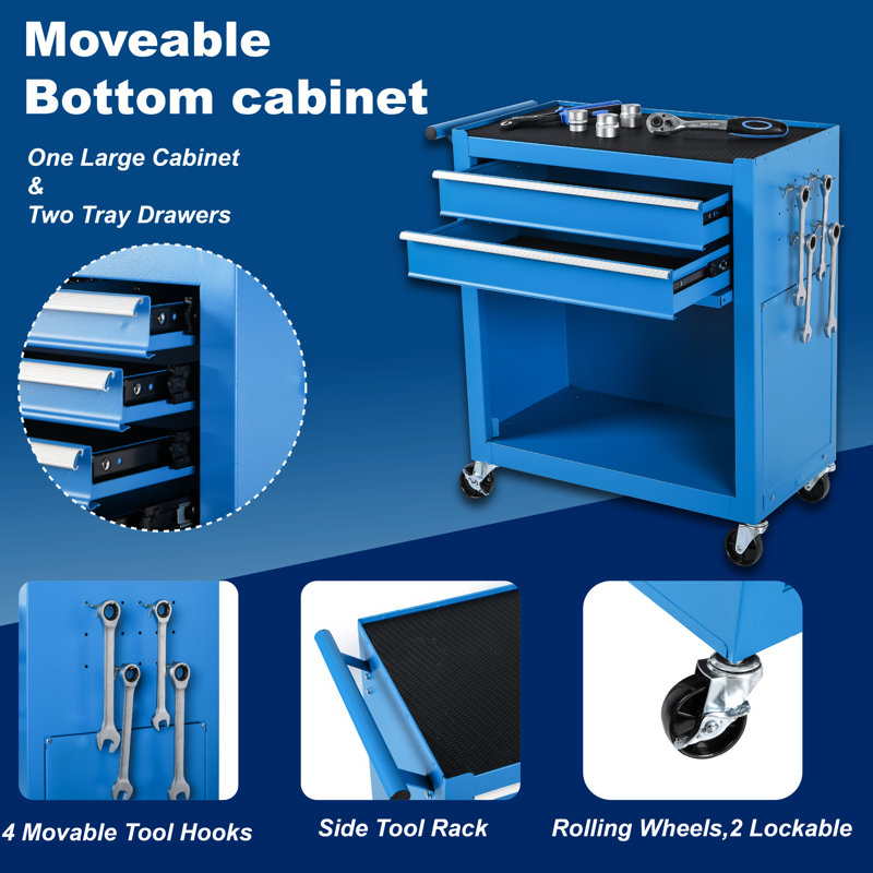Armoire à outils en métal avec 8 tiroirs - Rangement d'atelier 8 outils robustes en option