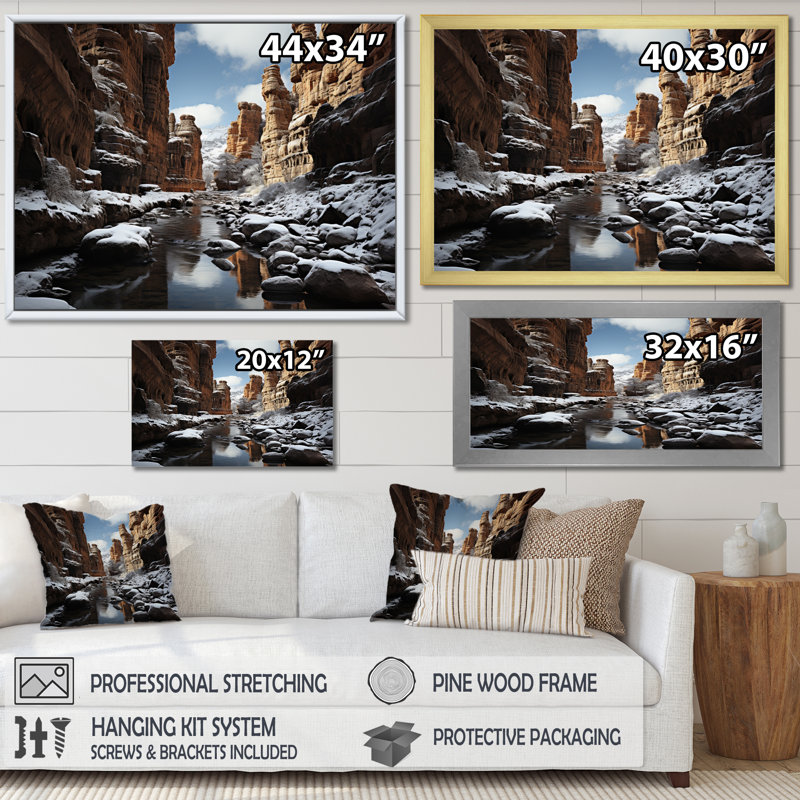 Canyon Winter Legacy - Imprimé, H 24 po x l 32 po x P 1 po, Encadrement doré