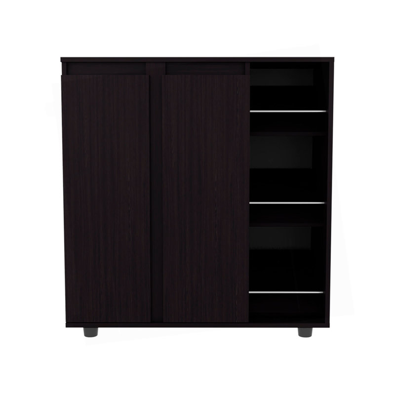 Range-chaussures Houck avec 3 tablettes latérales, rangement compact pour chaussures, bottes et accessoires