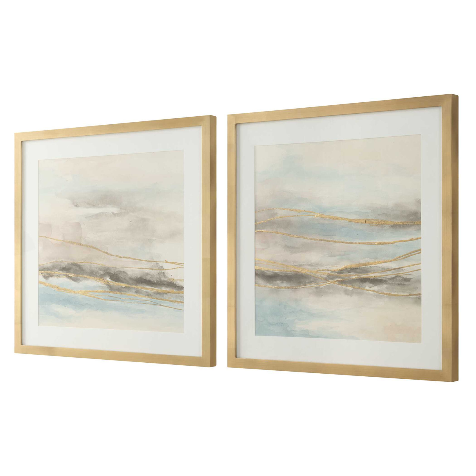 So Golden Abstract Landscape Print Set