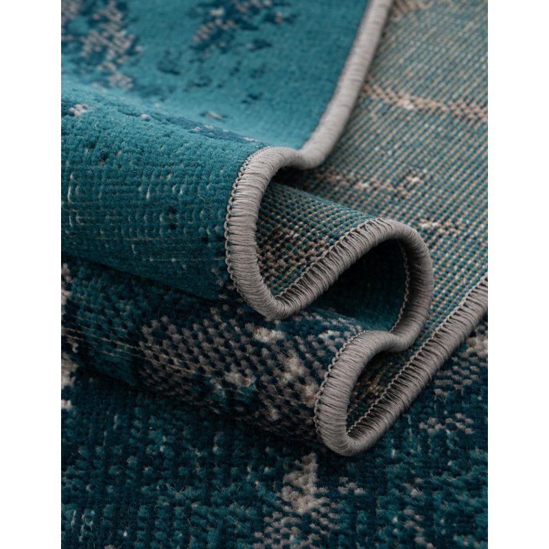 Tapis bleu / gris, Rectangle 3 pi 3 po x 5 pi 3 po