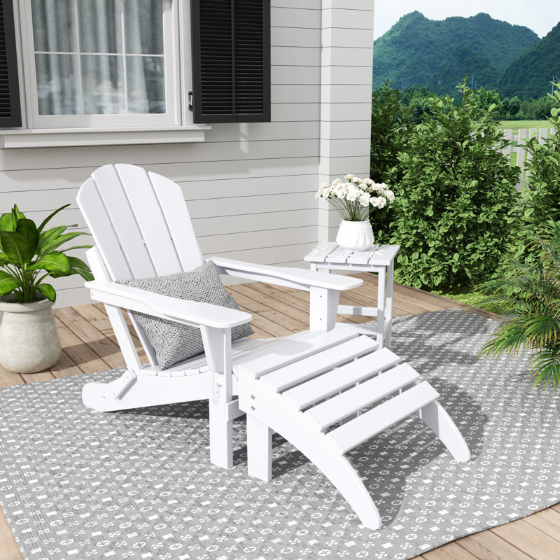 Chaise de patio avec repose-pieds Laguna, Blanc