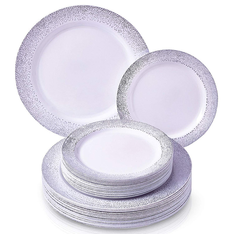 Ensemble de fournitures de partie jetable en plastique à poids lourd, Argent