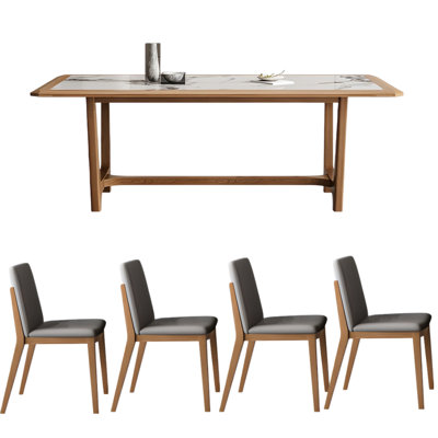Nordic Simple Modern Rectangular Dining Table 4 - Person Trestle Dining Set