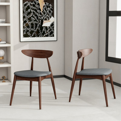 Ensemble de 2 chaises rétro en bois avec dossier et coussins
