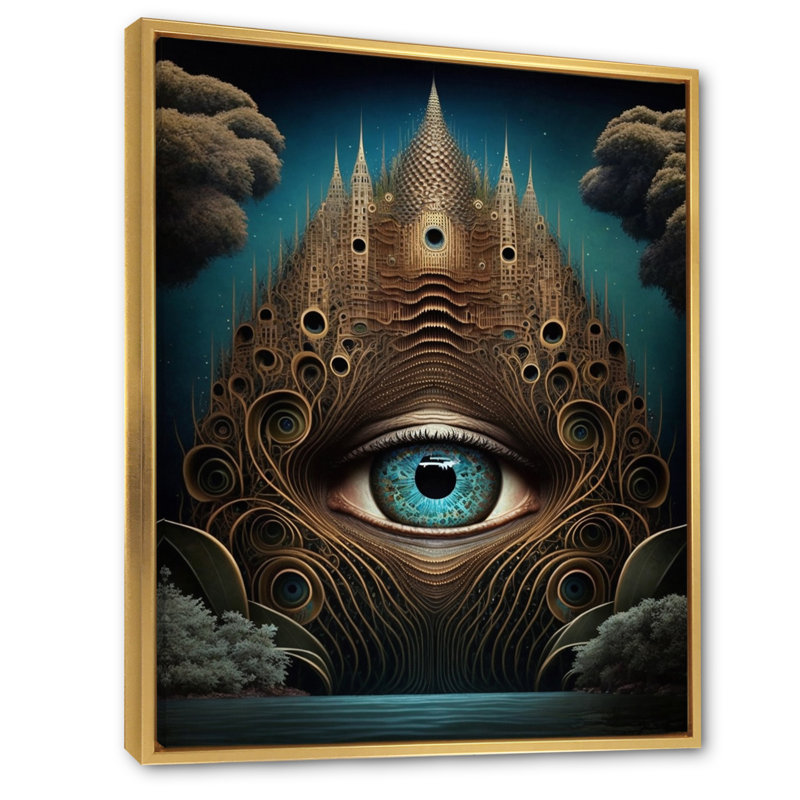 Temple mystique de la Conscience antique I - reproduction, 44" H x 34" W, Cadre flottant doré