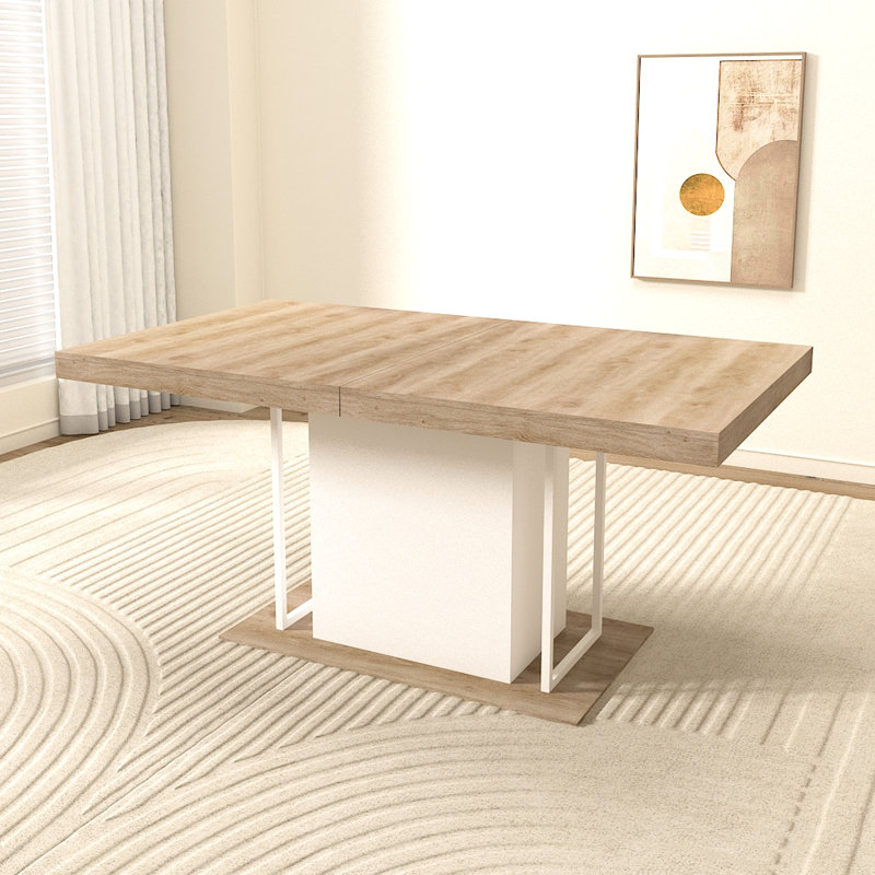 Table de salle à manger extensible de 160 à 200 cm, attrait en bois vieilli, 6 à 10 invités, chêne blanc, table de construction, saveur, sièges, structure solide