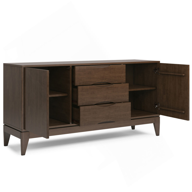 Buffet Harper en bois massif brun noyer