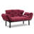 Modern 2-Seat Sofa Bed, Maroon, 61.0 x 31.5 x 31.5 inches | 100% Metal Frame & Easy Clean Fabric | High DNS Foam Filling for Comfort | Maximum Weight Capacity: 440 lbs | Stylish Bohemian & Industrial Design-713767583