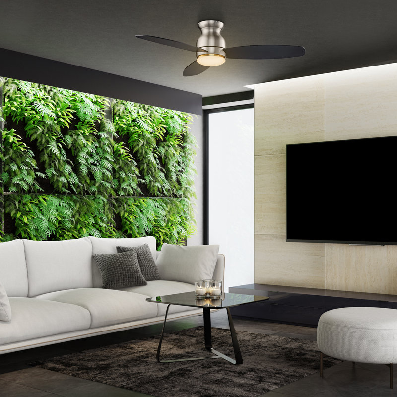 Ventilateur de plafond standard à 52 pales de 52 po avec télécommande et ensemble d'éclairage à DEL inclus, Noir