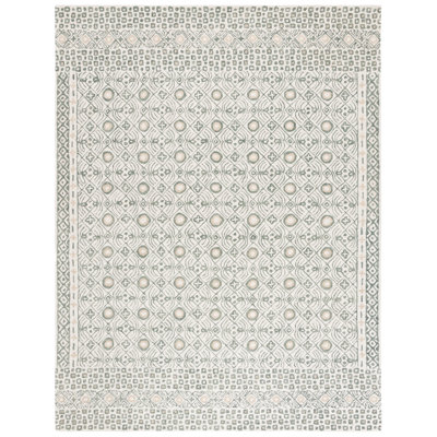 Tapis géométrique en laine / gris touffeté à la main Mairah