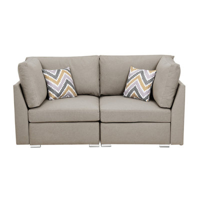 Muntasir Gothic Grandeur Beige Fabric Loveseat