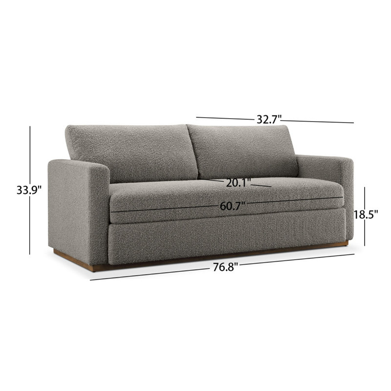 Canapé à accoudoirs carrés de 76,8 po Jaxxson, Gris clair