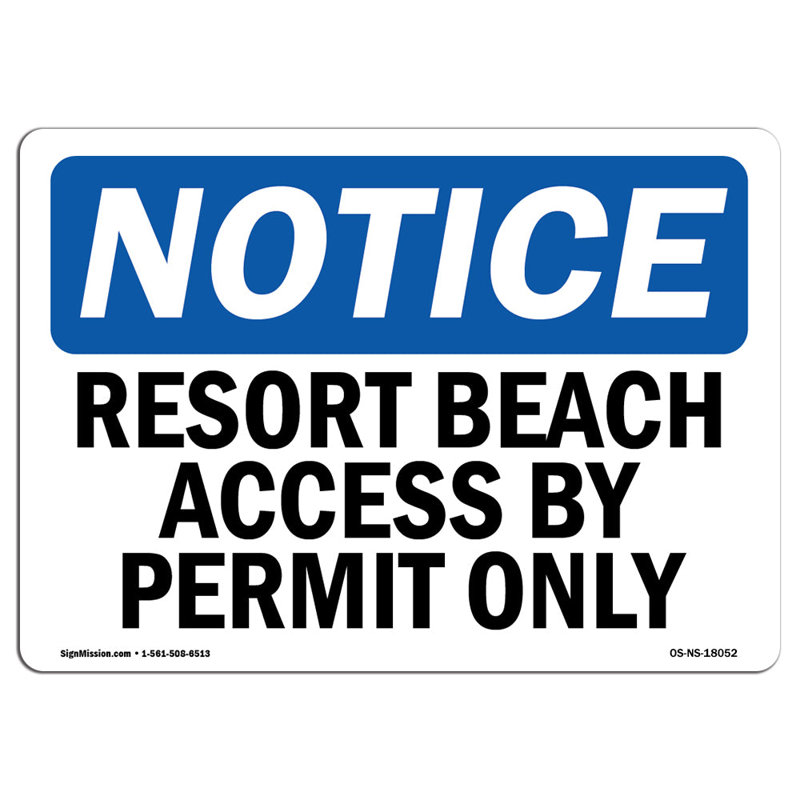 Panneau d'accès à la plage du complexe hôtelier avec permis seulement