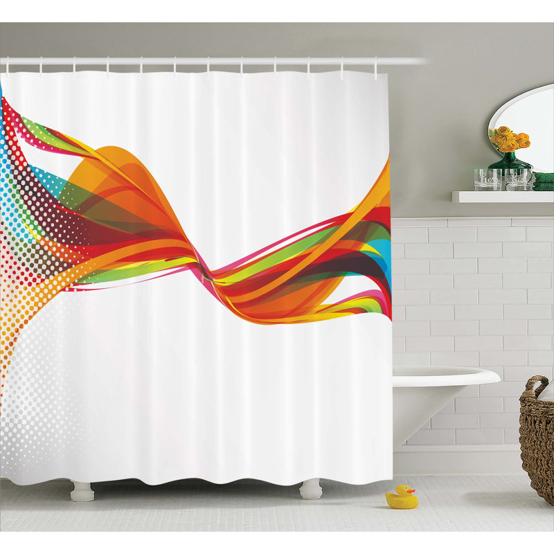 Abstract Shower Curtain with Hooks Included, 70" H x 69" W