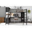 Lit mezzanine en métal avec garde-robe, bureau en L et rangement, grand lit, robuste pour enfants, adolescents et adultes-772927518
