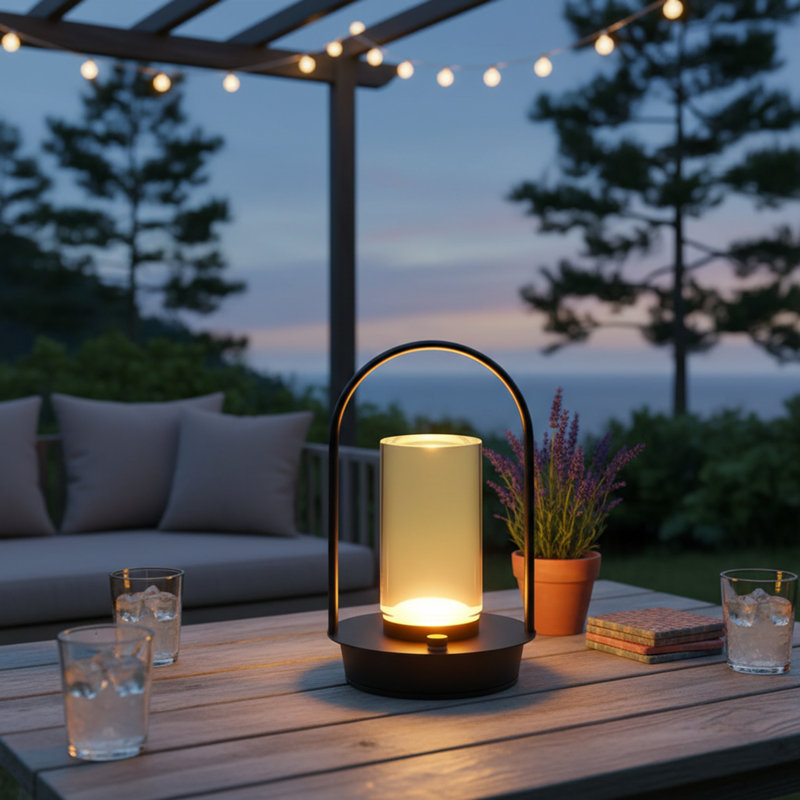 18cm Battery Powered Outdoor Lantern, Black