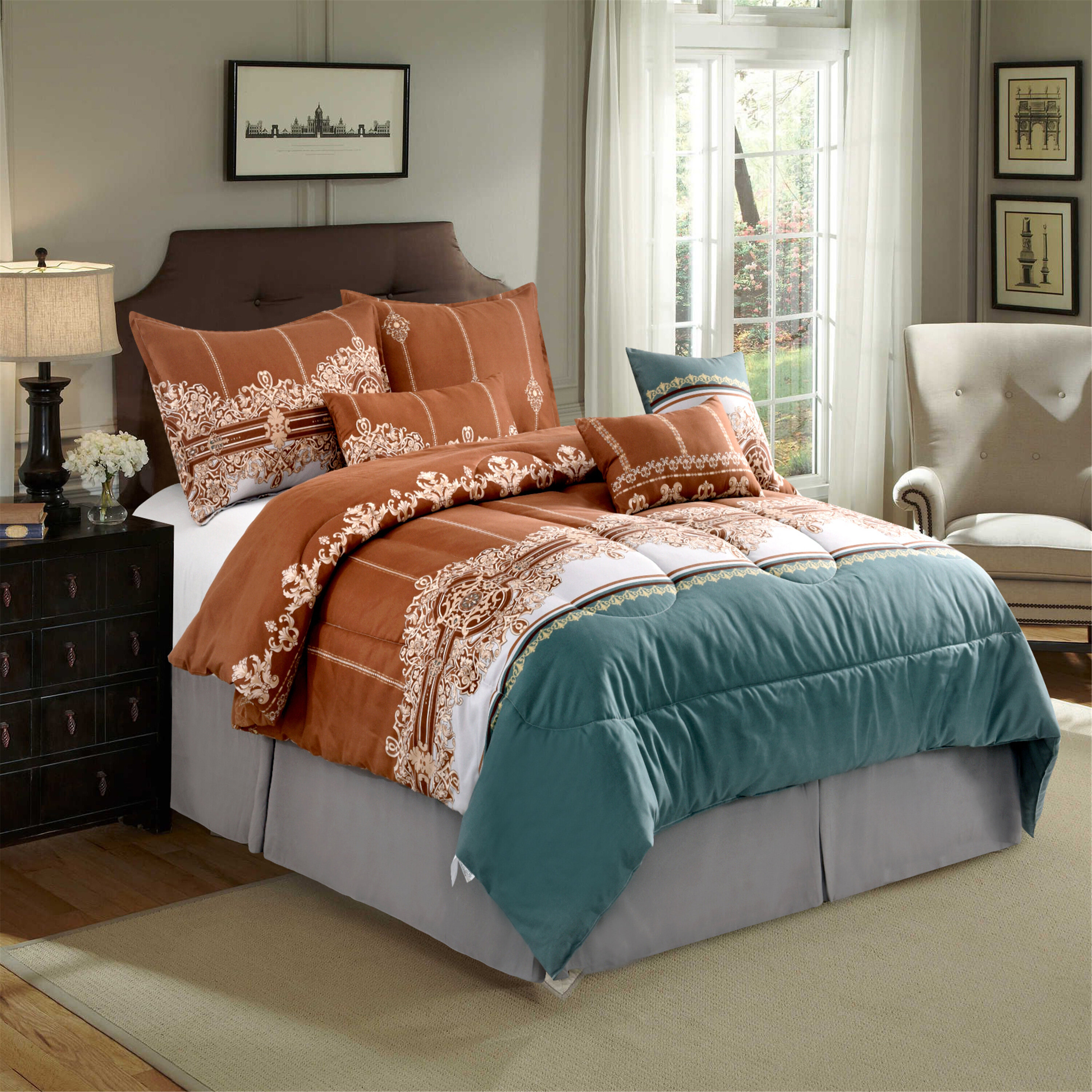 Grand Avenue 7-Piece Burgundy Queen Comforter Set in the Bedding Sets  department at