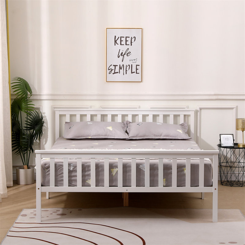 Pagnano Solid Wood Bed, Kingsize (5'), White