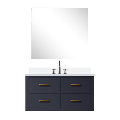 36 po Meuble-lavabo bleu X 22 avec comptoir en faux marbre, miroir de 34 po, robinet inclus et salle de bain de l 36 po x P 22 po