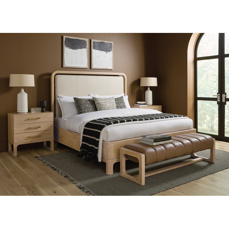 Banyon Bay Leather Bench, Cream