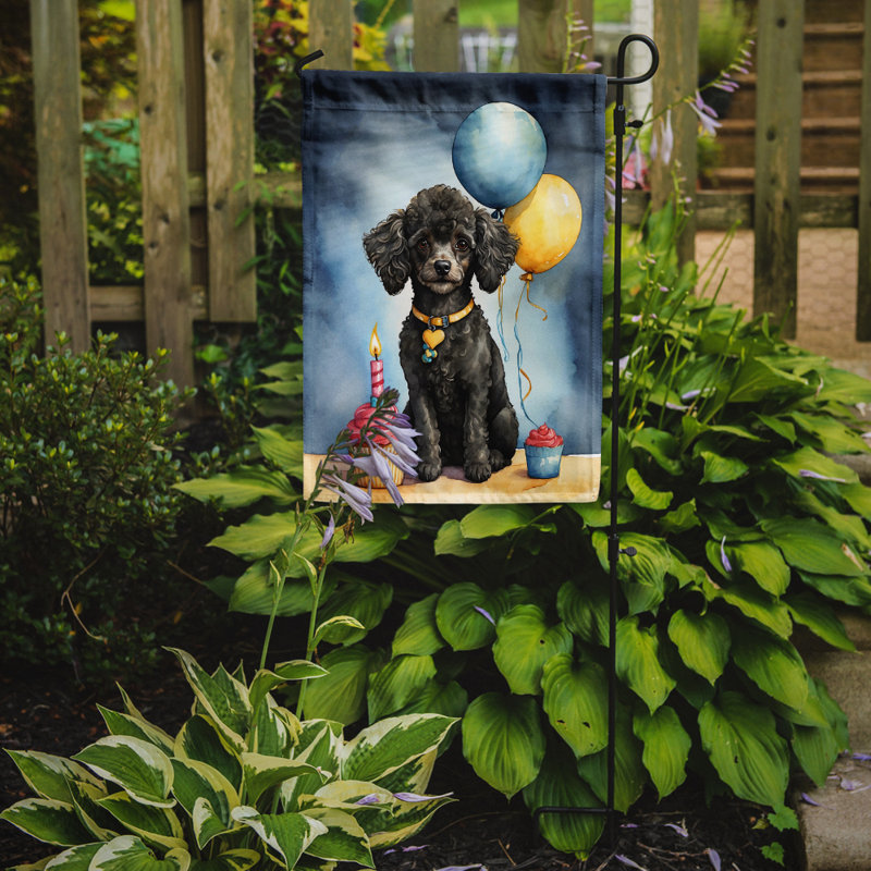Drapeau de jardin «Happy Birthday», Caniche noir