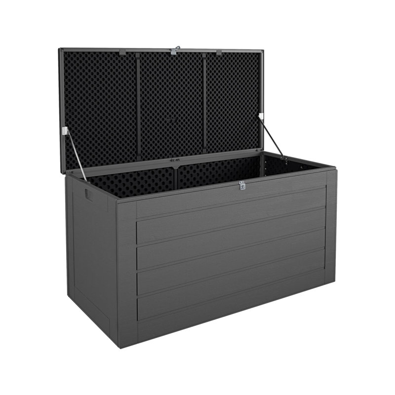 180 Gallon Water Resistant Plastic Lockable Deck Box, Black/Charcoal
