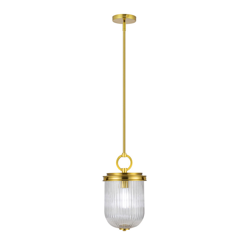 Myla - Laiton rétro avec abat-jour en verre transparent, H 44,62 po x l 8,6 po x P 8,6 po, Une lumière