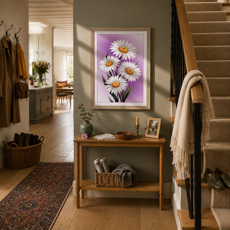 White Daisies, Golden Centers Botanical - Print, Unframed, A1 - 84.1 x 59.4 cm