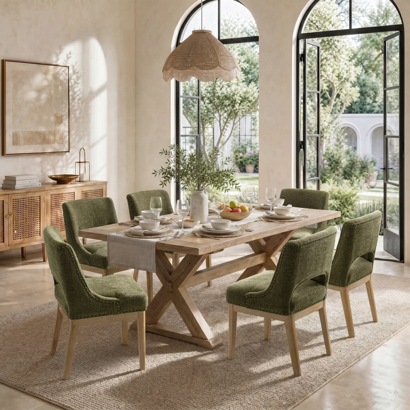 Chaise de salle à manger rembourrée à dossier ouvert Glint l 22,75 po, Moss