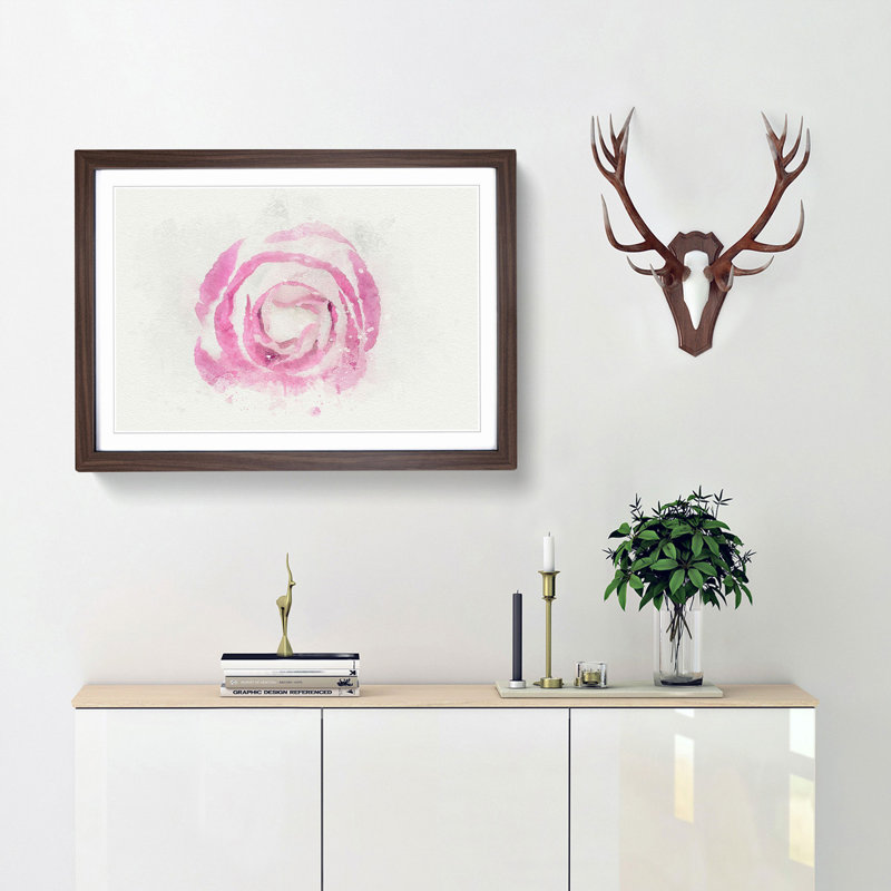 Pink Lisianthus Flower in Abstract - Framed Print, 40cm H x 60cm W x 2cm D, Walnut
