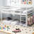 Solid Wood Versatile Twin Over Twin Floor Bunk Bed With Ladder-1329150573