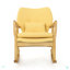 Chaise berçante élégante en bois massif avec coussin en lin jaune