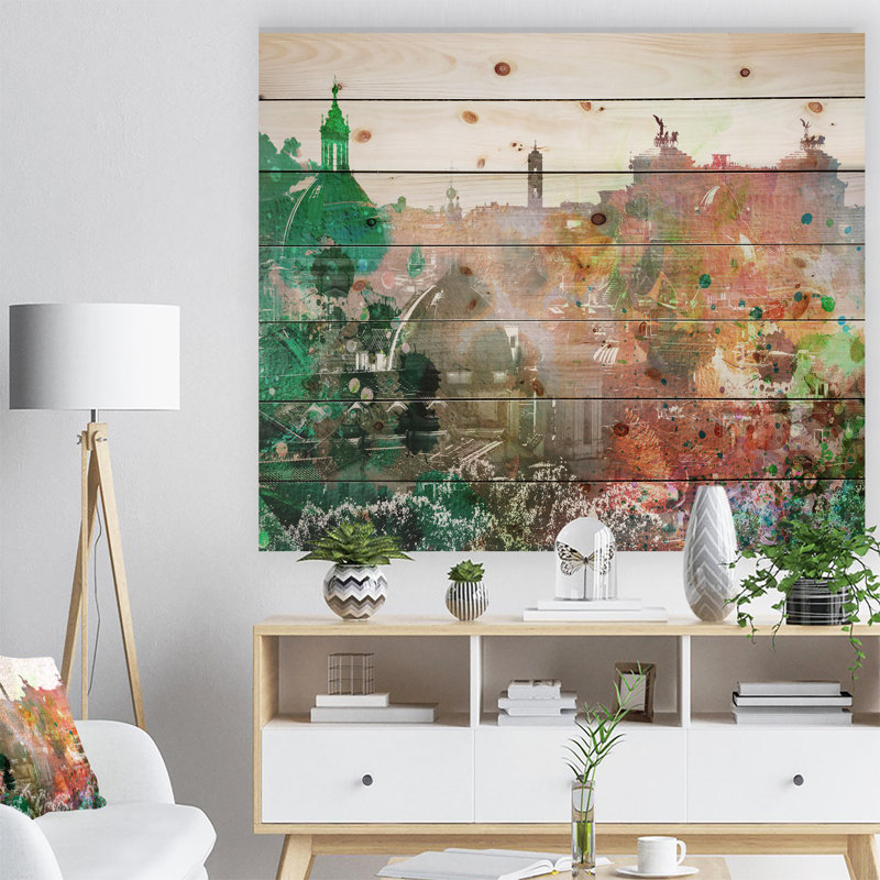 Colorful City - impression d'art graphique, H 36 po x l 46 po x P 1,5 po, Bois