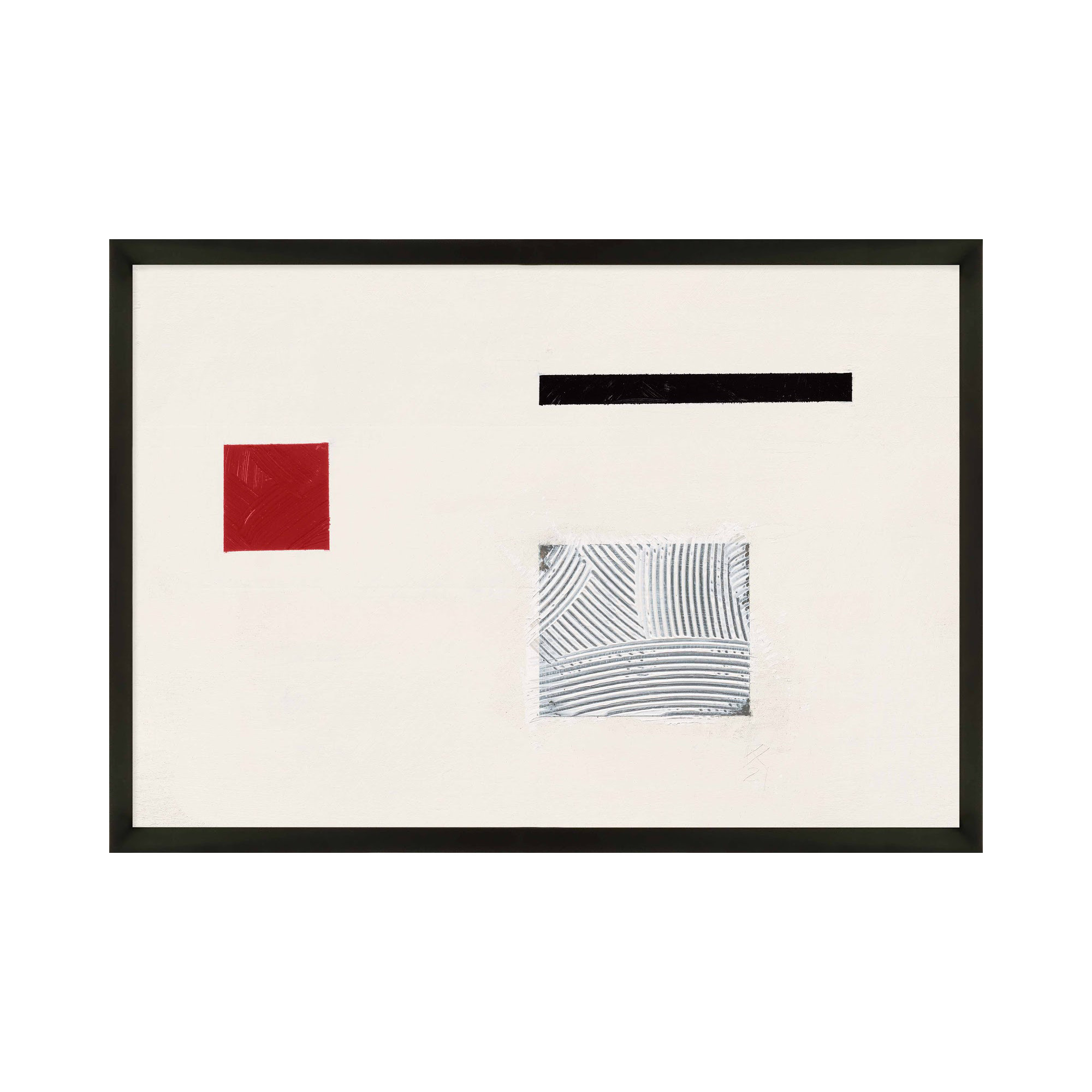 Tempo With Red 1 by Robert Kamnatnik, Black Framed Paper, 17.5" H x 25" W x 1.25" D