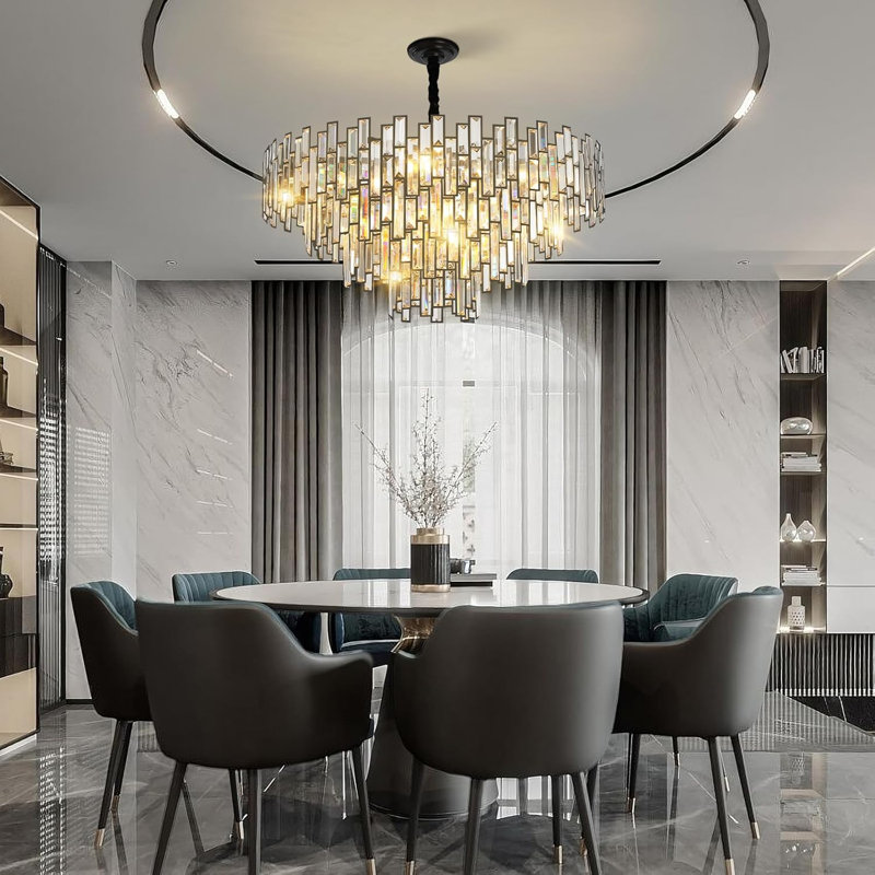 Lustre moderne en cristal K9, H 17 po x l 32 po x P 32 po