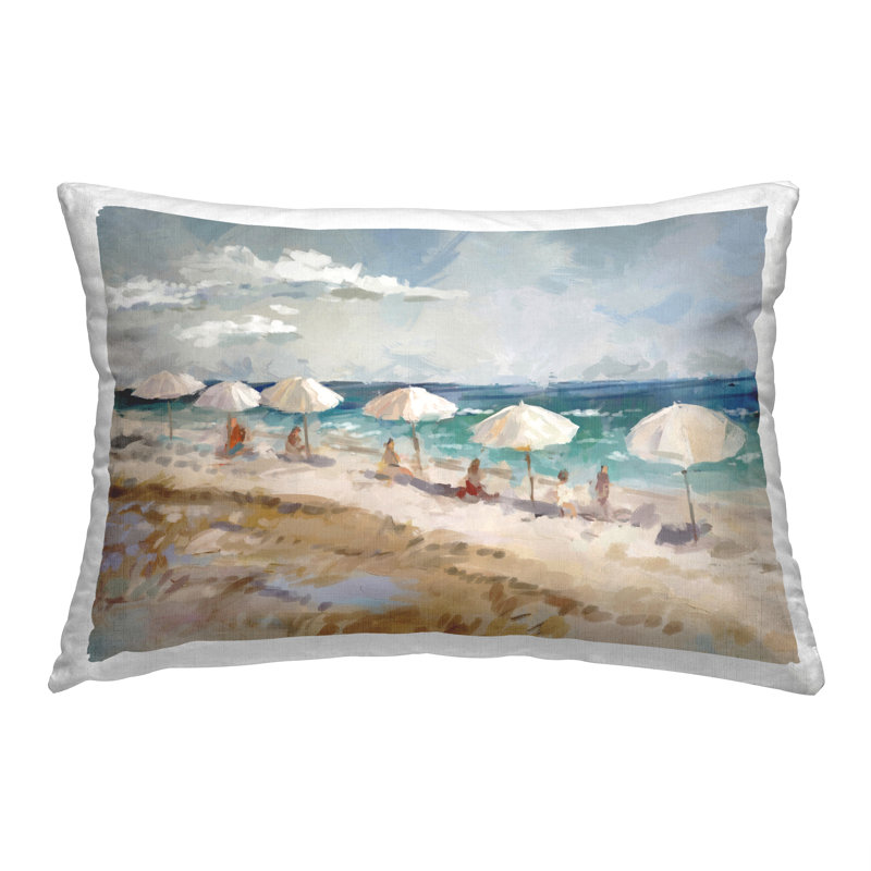 Coussin Relaxing Beachgoers Abstraction