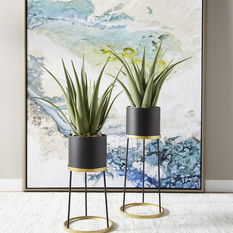 Liza Handmade Metal Planter, 28" H x 11.75" W x 11.75" D