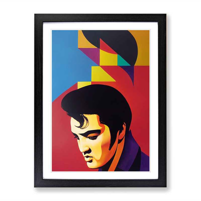 Daouda Elvis Presley Abstract - Picture Frame Print, 34cm H x 25cm W x 2cm D, Black